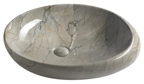 Umywalka nablatowa ceramiczna 68 x 44 x 16,5 cm szary marmur Dalma MM313 Sapho
