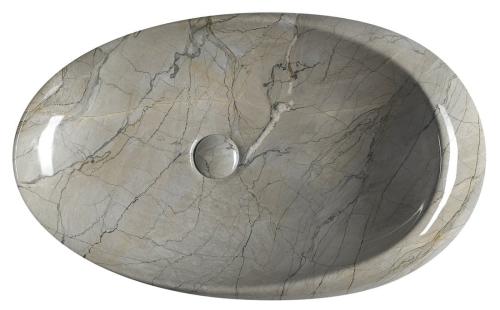 Umywalka nablatowa ceramiczna 68 x 44 x 16,5 cm szary marmur Dalma MM313 Sapho z góry
