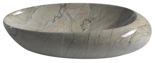 Umywalka nablatowa ceramiczna 68 x 44 x 16,5 cm szary marmur Dalma MM313 Sapho bok