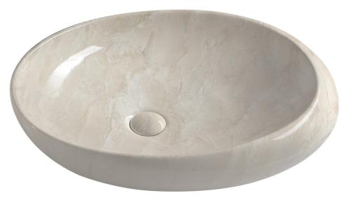 Umywalka nablatowa ceramiczna 68 x44 x 16,5 cm beżowy marmur Dalma MM327 Sapho