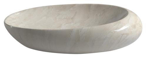 Umywalka nablatowa ceramiczna 68 x44 x 16,5 cm beżowy marmur Dalma MM327 Sapho bok