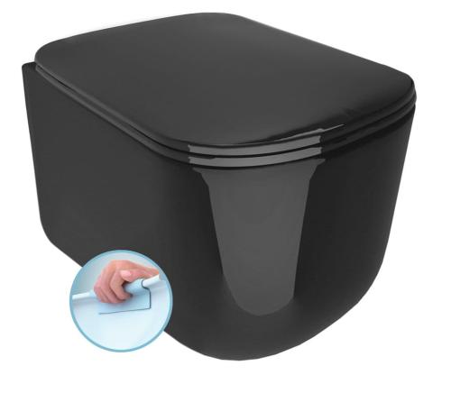 Miska WC podwieszana RIMLESS 35 x 54 cm czarny mat TRIBECA 511431 Kerasan