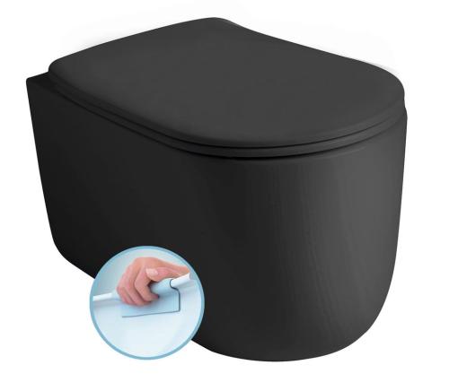 Miska WC podwieszana czarny mat RIMLESS 35 x 55 cm NOLITA 531431 Kerasan