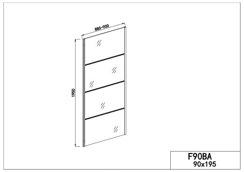 ELITE BLACK Ścianka prysznicowa profile czarny mat 90x195 cm F90B3 Sanotechnik wymiary