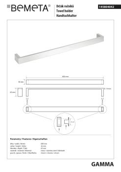 GAMMA Wieszak na ręcznik 600 mm 145804042 Bemeta wymiary