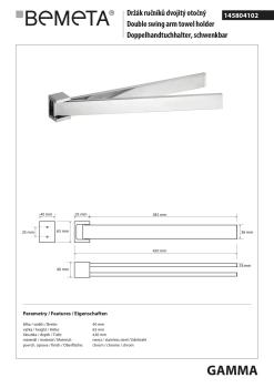 GAMMA Wieszak na ręcznik podwójny, obrotowy 420 mm 145804102 Bemeta wymiary