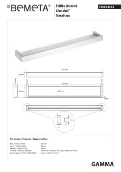 GAMMA Półka szklana 600 mm 145802312 Bemeta wymiary