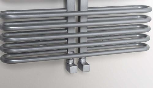 Grzejnik łazienkowy 600 x 1170 mm srebrny 800 W ASTRA AS518 Sapho z bliska
