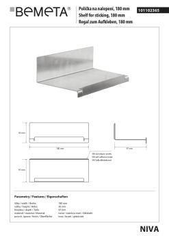 NIVA półeczka pod prysznic prostokątna 180mm stal nierdzewna szczotkowana 101102365 Bemeta wymiary