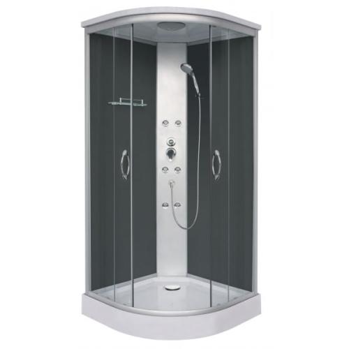 Kabina prysznicowa z hydromasażem narożna półokrągła kompletna 90 x 90 x 215 cm RELAX czarna TC07 Sanotechnik