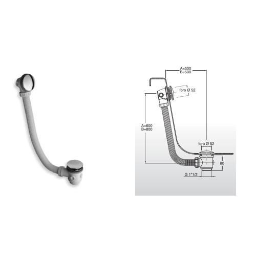Syfon do wanny UP & DOWN 900 mm korek 72 mm 164.390.1 Bruckner rysunek