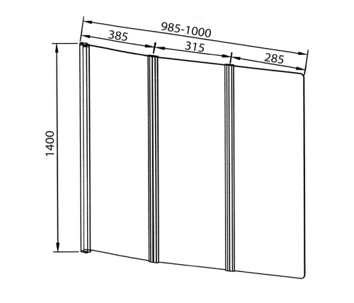 Parawan nawannowy srebrny 1000 mm VANDA AQ1140 Aqualine rysunek