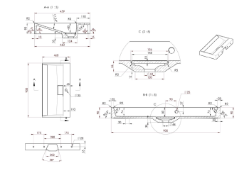 Umywalka kompozytowa meblowa 90 x 46 cm biały AMUR 55032 Sapho rysunek