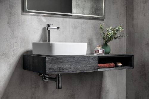 Umywalka nablatowa ceramiczna 65 x 40 cm biały BLADE WH050 Sapho wizualizacja