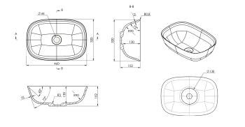 Umywalka kompozytowa nablatowa 46 x 15 x 32 cm biały REIKO RE460 Sapho rysunek