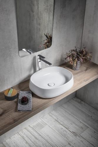 Umywalka nablatowa ceramiczna 50 x 13 x 40 cm biały JUMPER WH071 Sapho wizualizacja