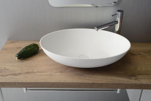 Umywalka nablatowa 60 x 40 x 14,5 cm biały mat THIN WN893 Sapho z bliska