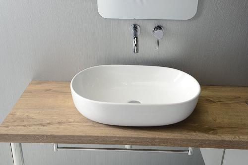 Umywalka nablatowa ceramiczna 60,5 x 42 x 14 cm biały CALEO CA590 Sapho wizualizacja