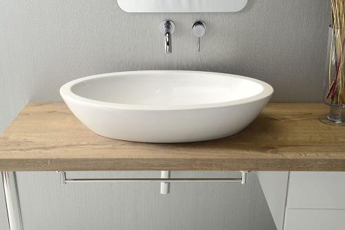 Umywalka ceramiczna nablatowa 75 x 16 x 42 cm biały SISTEMA 10AR65075 ISVEA  wizualizacja