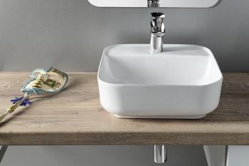 Umywalka nablatowa ceramiczna 39,5 x 39,5 cm biały MOLVENO AR453 Sapho wizualizacja