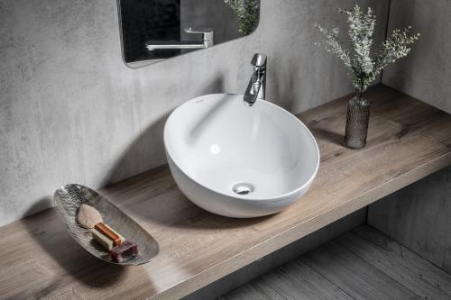 Umywalka nablatowa ceramiczna 44,5 x 44,5 cm biały DOME OBLIQUO WH031 Sapho wizualizacja