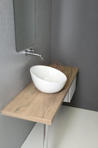 Umywalka nablatowa ceramiczna 44,5 x 44,5 cm biały DOME OBLIQUO WH031 Sapho aranżacja