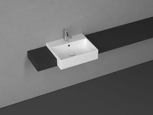 Umywalka ceramiczna wpuszczana w blat 50 x 42 cm biały PURITY 10PL52050 ISVEA na blacie