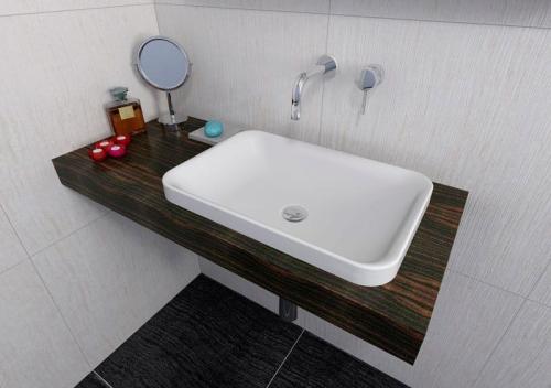 Umywalka kompozytowa wpuszczana w blat 55 x 37 cm biały ASTORIA 55033 Sapho aranżacja