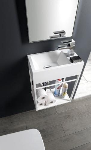 Umywalka kompozytowa mała 40 x 22 prawa biały AMAROK AR500 Sapho aranżacja