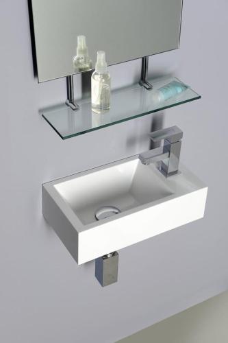 Umywalka kompozytowa mała 40 x 22 prawa biały AMAROK AR500 Sapho wisząca