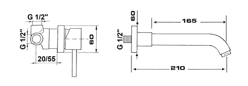 Bateria umywalkowa podtynkowa chrom połysk RHAPSODY 5552 Sapho rysunek