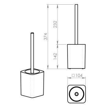 Szczotka WC stojąca szara ARIES AR3308 Gedy wymiary