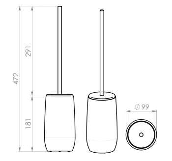 Szczotka WC stojąca szara GEMINI GM3308 Gedy wymiary