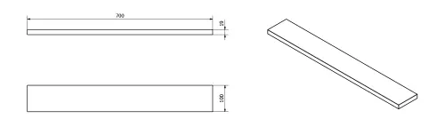 Półka 70x2x10 cm, biały postarzany Cross CR219 Sapho