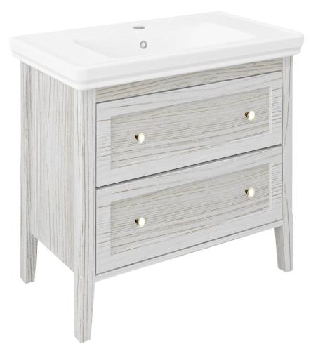 Szafka umywalkowa z litego drewna 85x81x47 cm, biały postarzany Cross CR291 Sapho