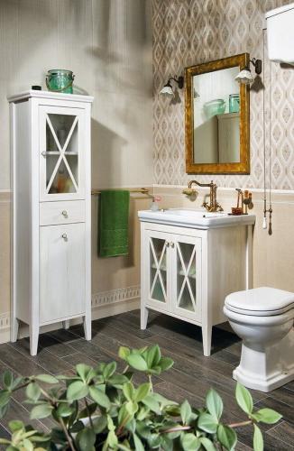 Szafka z koszem na bieliznę 49x170x39 cm, biały postarzany, lewa Cross CR216 Sapho