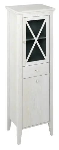 Szafka z koszem na bieliznę 49x170x39 cm, biały postarzany, prawa Cross CR215 Sapho