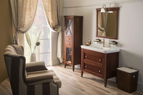 Szafka umywalkowa z litego drewna 85x81x47 cm, mahoń Cross CR091 Sapho