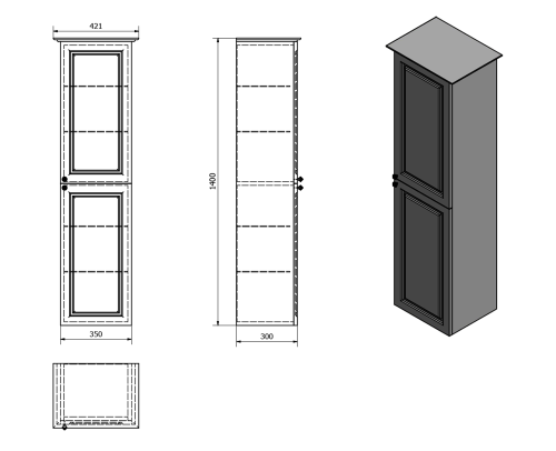 Szafka wysoka 35x140x30cm biały półpołysk prawa Violeta VI165-3131 Sapho