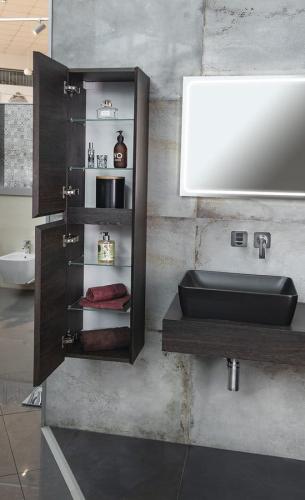 Szafka wysoka 35 x 140 x 30 cm lewa dąb czarny Morian MR189 Sapho w środku