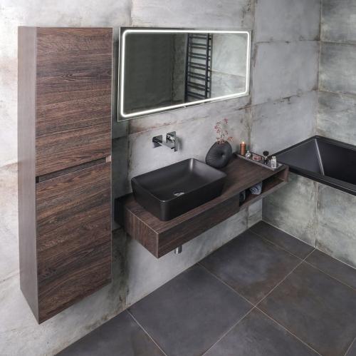 Szafka umywalkowa 120 x 14 x 48 cm lewa dąb czarny Morian MR122 Sapho aranżacja