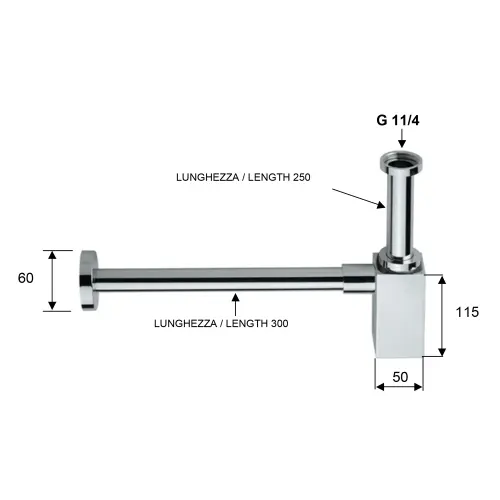 Syfon umywalkowy 32 mm złoty SI417 Sapho rysunek