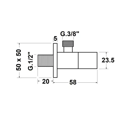 Zawór kątowy z rozetą 1/2" x 3/8" złoty SL117 Sapho rysunek