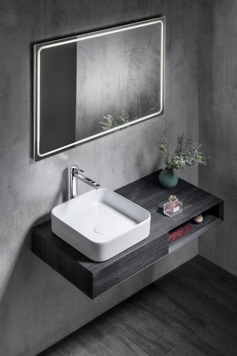 Umywalka nablatowa ceramiczna 65 x 40 cm biały BLADE WH050 Sapho z góry