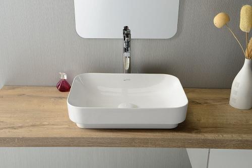 Umywalka nablatowa ceramiczna SOTT 50 x 38 cm biały Sott 10SQ51050 ISVEA na blacie
