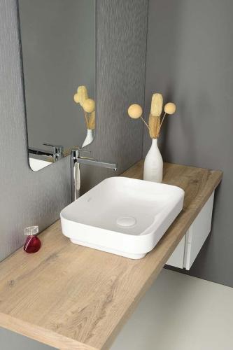 Umywalka nablatowa ceramiczna SOTT 50 x 38 cm biały Sott 10SQ51050 ISVEA z boku