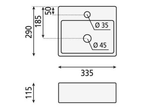 Umywalka ceramiczna 33,5 x 11,5 cm czarny mat GIULIA BH7002B Sapho