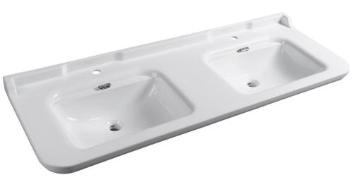 Umywalka ceramiczna podwójna 150 x 55 cm biały WALDORF 4143K1 Kerasan