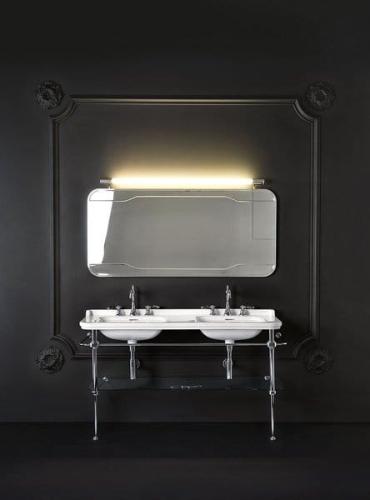 Umywalka ceramiczna podwójna 150 x 55 cm biały WALDORF 4143K1 Kerasan front