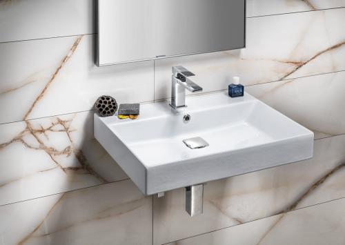 Umywalka ceramiczna meblowa 60 x 46 cm biały KARE 60 17060 Sapho wisząca
